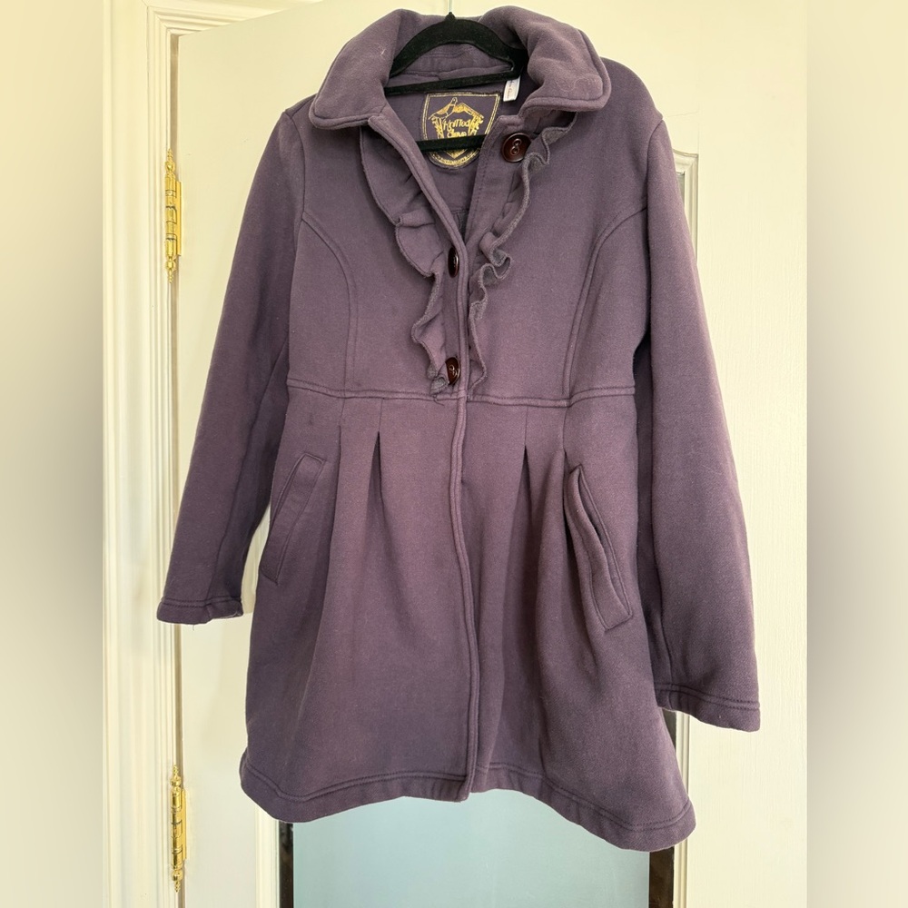 Elegant Purple Ruffled Trench Coat
